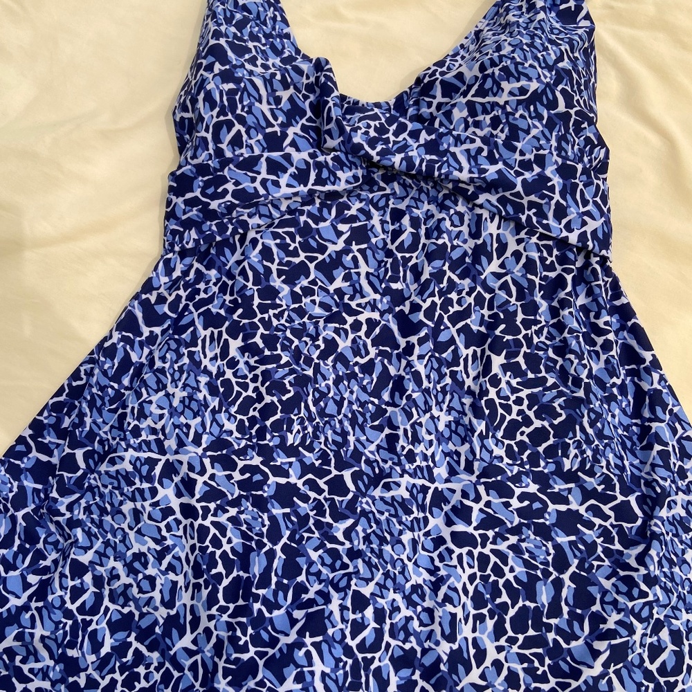 Jaclyn Smith BLUE Swimdress, SIZE 24W, Fully Lined, Animal Print.